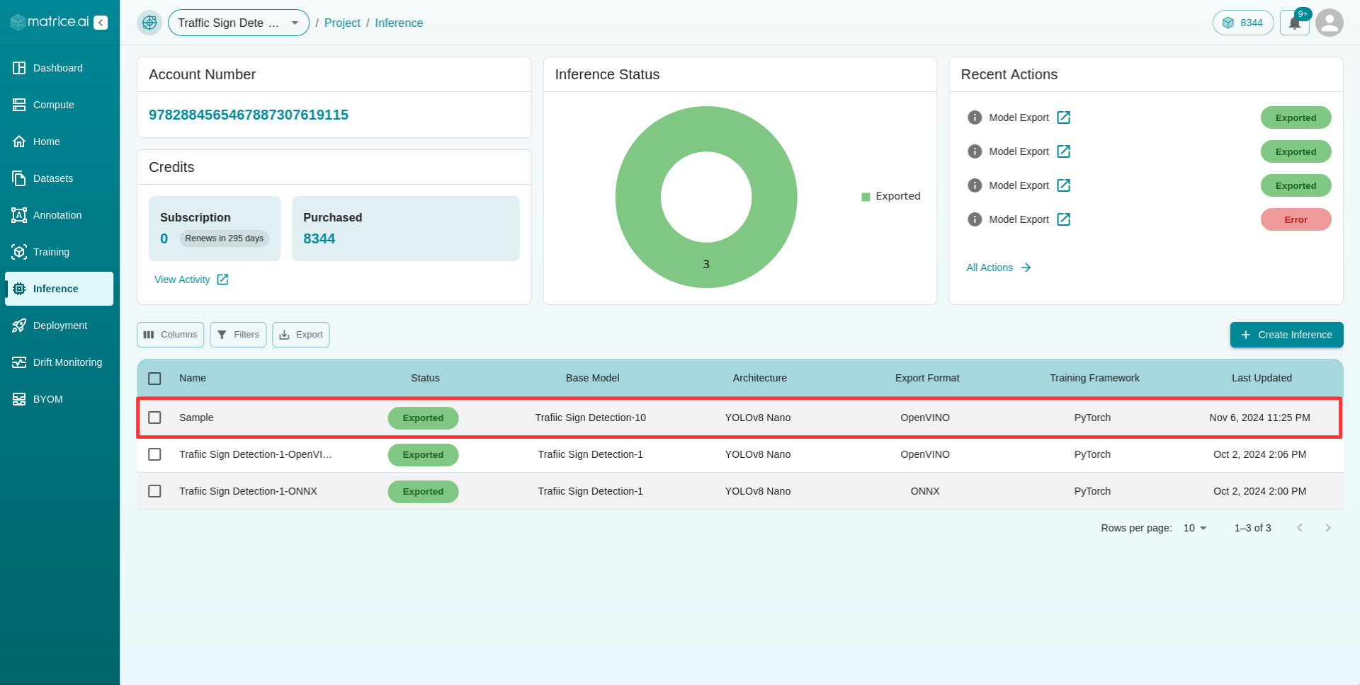 Inference Dashboard