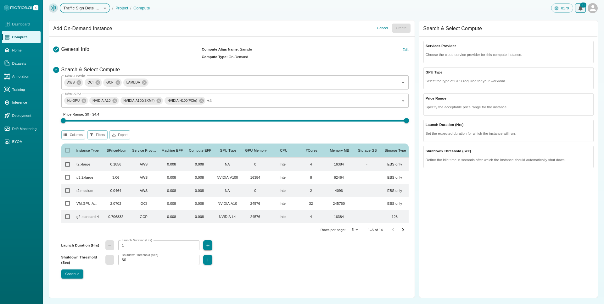 Add On-Demand Instance - Select Compute