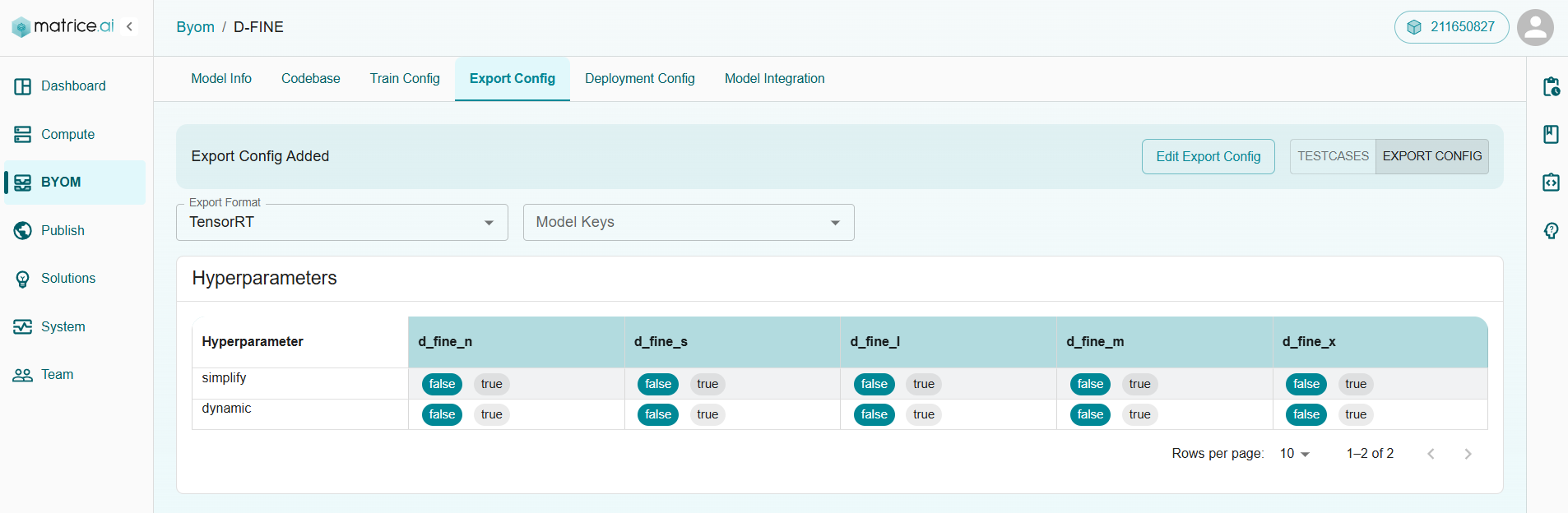 Export Config